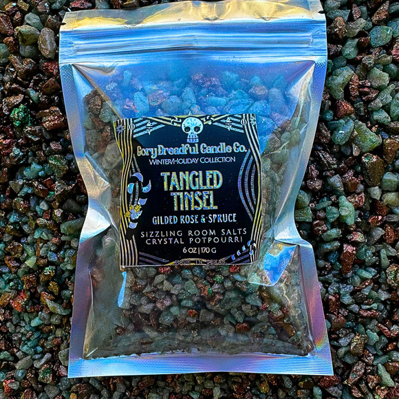 Tangled Tinsel Sizzling Room Salt Crystal Potpourri: GIlded Rose & Spruce Scent - Picture 1 of 9